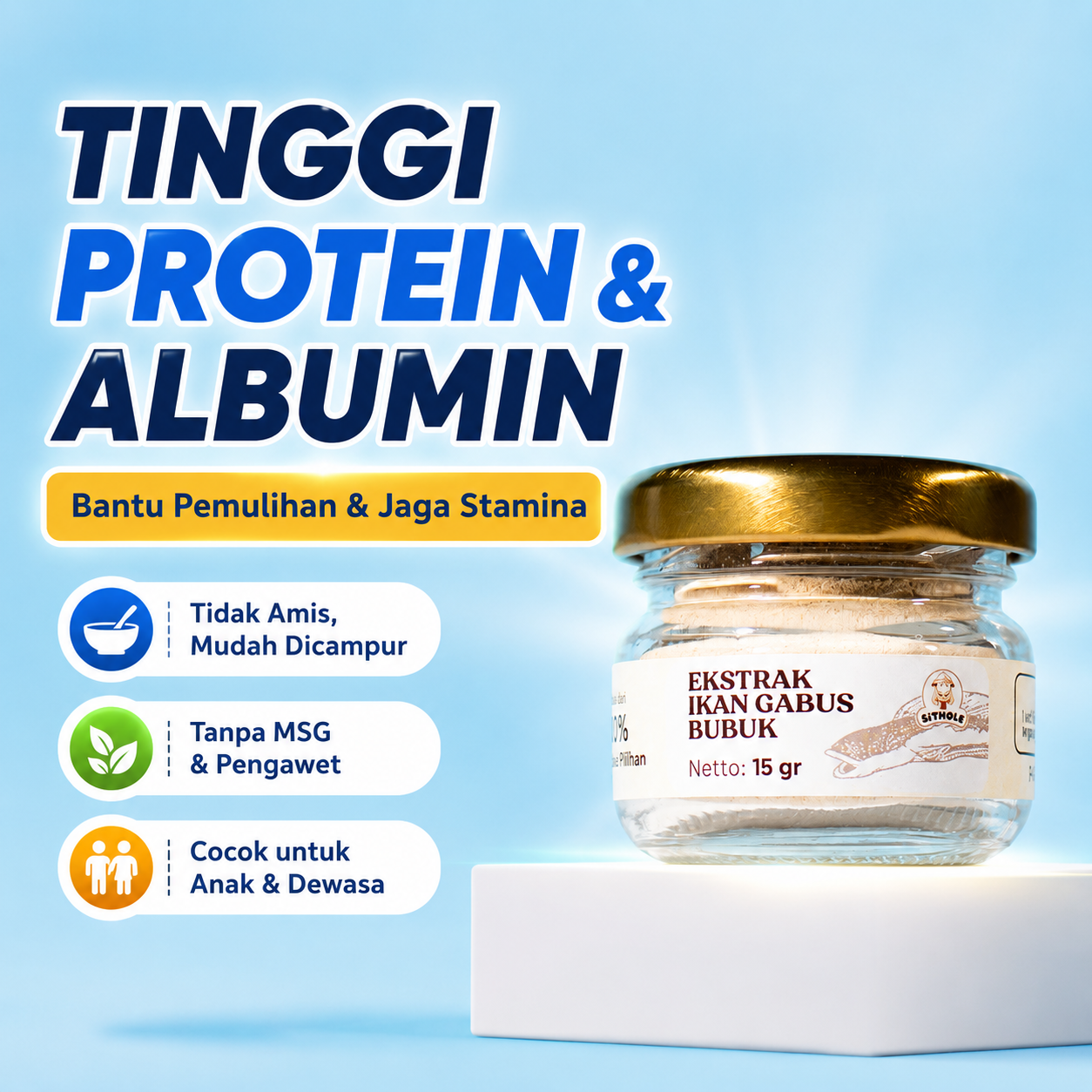SI THOLE Suplemen Albumin Ikan Gabus Cepat Keringkan Luka Operasi & Caesar BPOM HALAL 15 gram